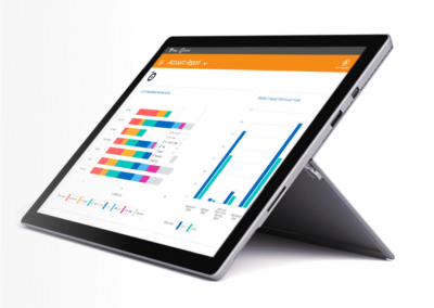 Tablet displaying data visualizations